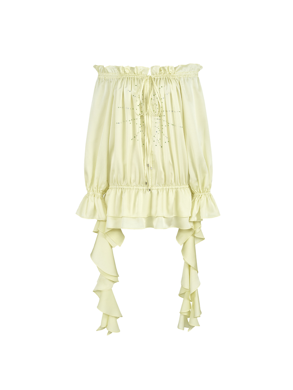 Crystal Ruffle Off-Shoulder Blouse Butter Yellow