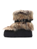 KHIONE Fur Platform Ankle Boots Brown
