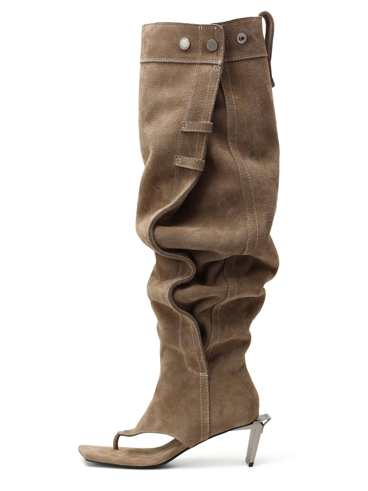 SALMACIS Suede Thong OTK Boots Khaki Brown