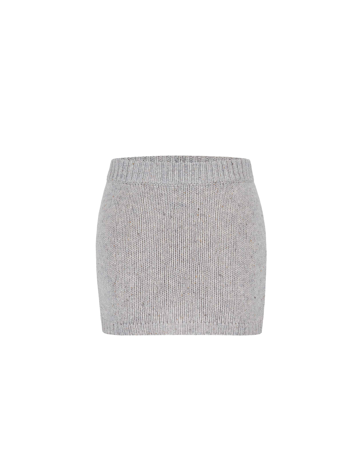 Speckled Knit Mini Skirt Light Gray