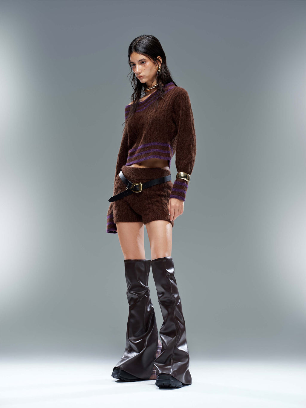 BIA Knee-High Boxing Boots Brown