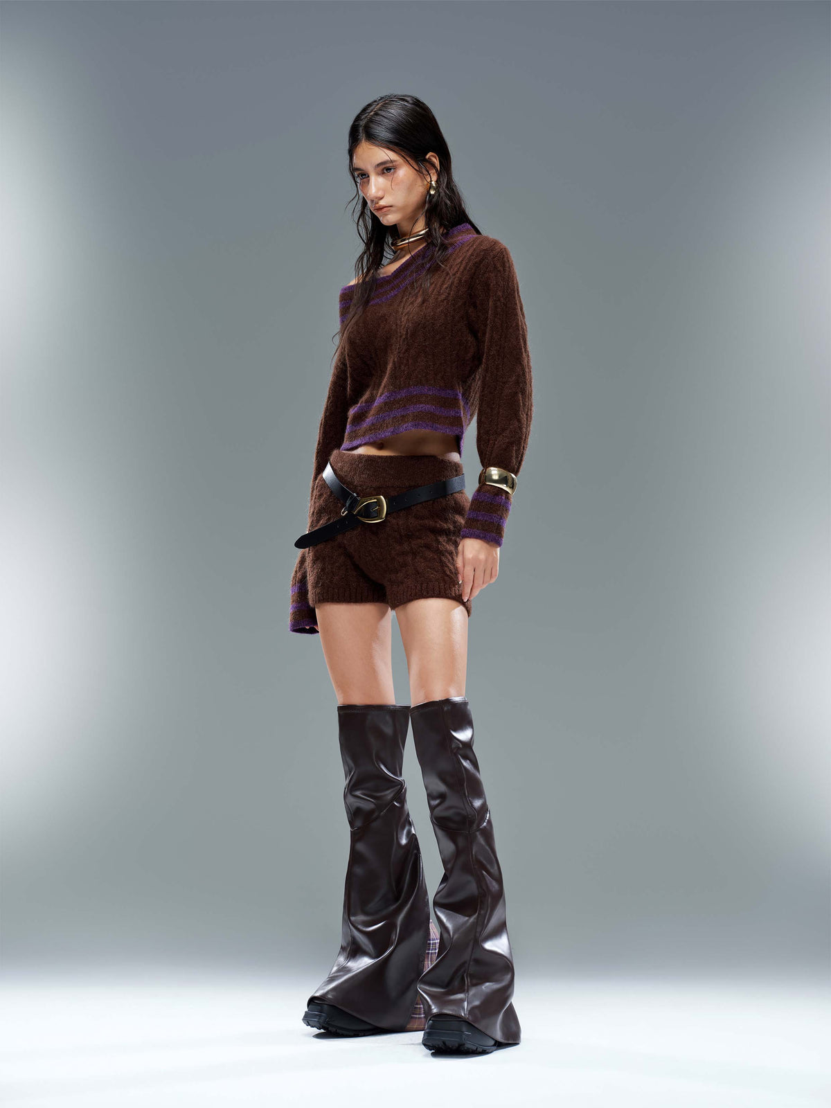 BIA Knee-High Boxing Boots Brown