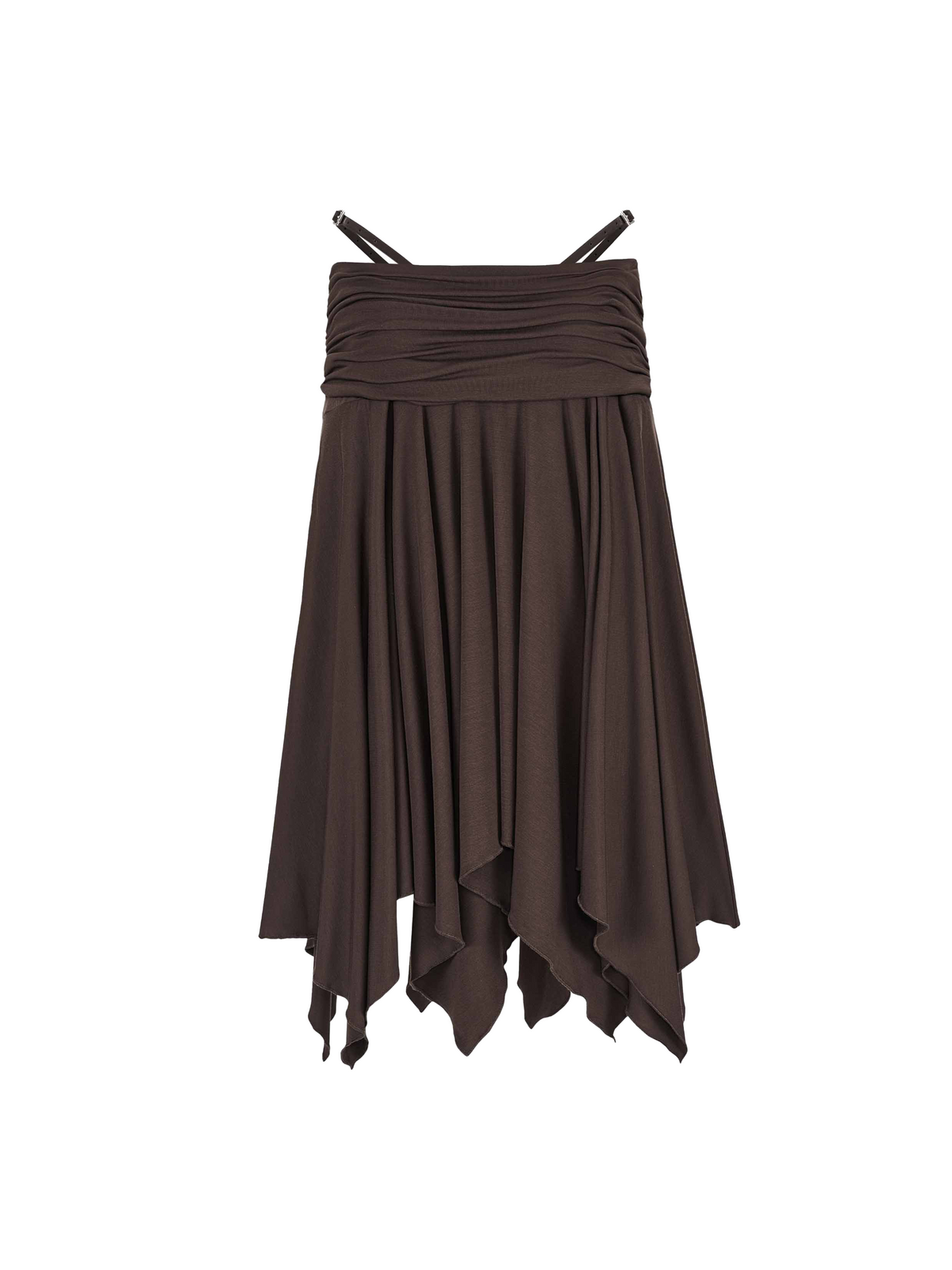 Ruched Asymmetric Midi Skirt Espresso Brown