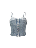Daphne.Lab x MARRKNULL | Layered Lace-Up Denim Corset Top