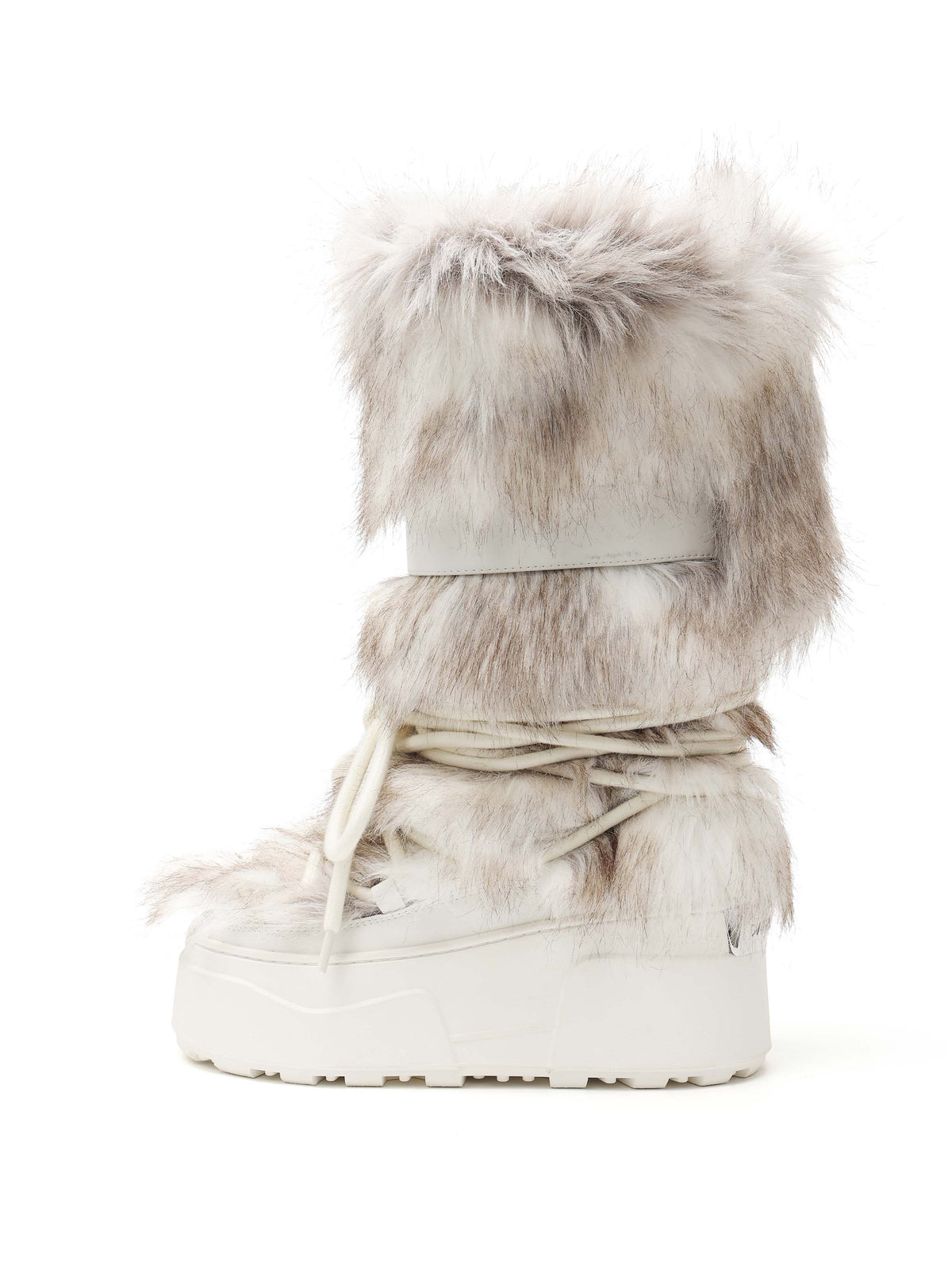 KHIONE Fur Platform High Ankle Boots White