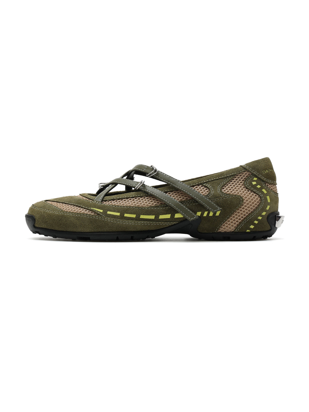 PHEME Cross-Strap Ballet-Spangenschuhe Olivgrün