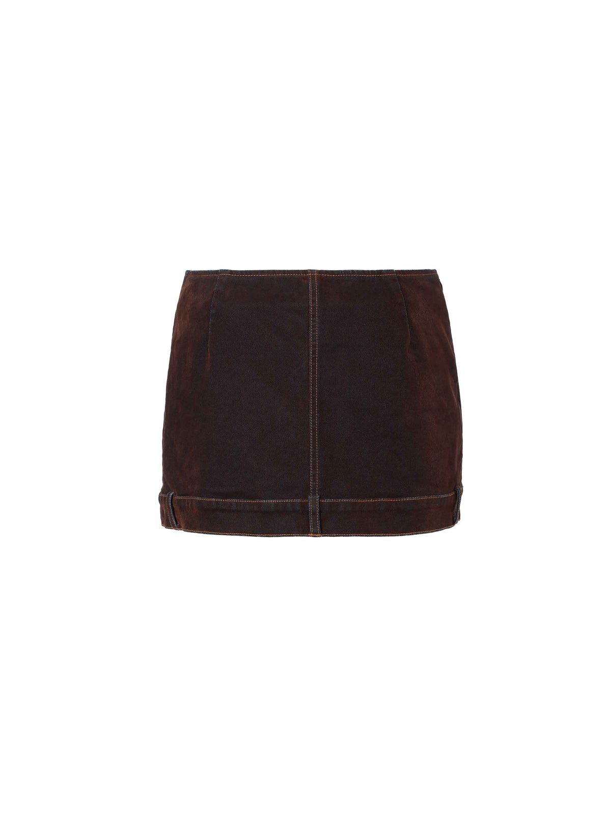 Flocked Denim Deconstructed Mini Skirt