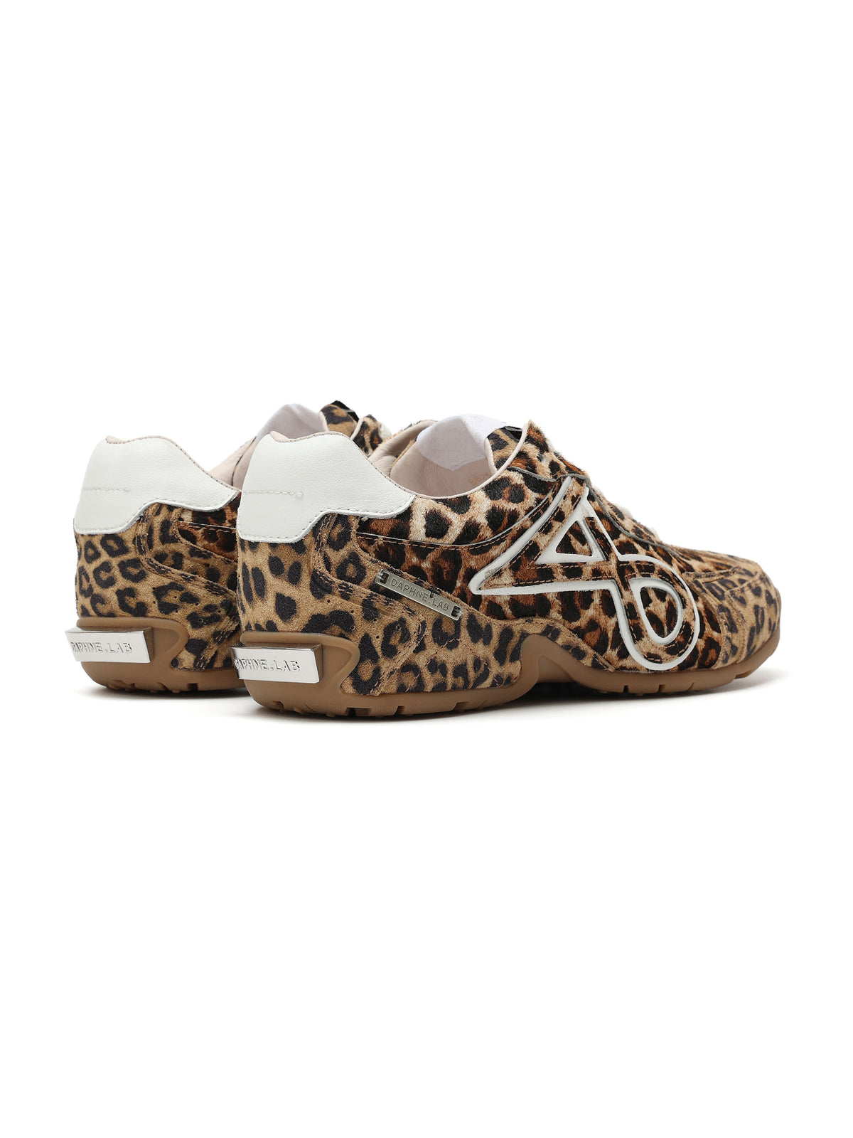 LETO Slim Turnschuhe mit Ponyfell-Besatz Leopard