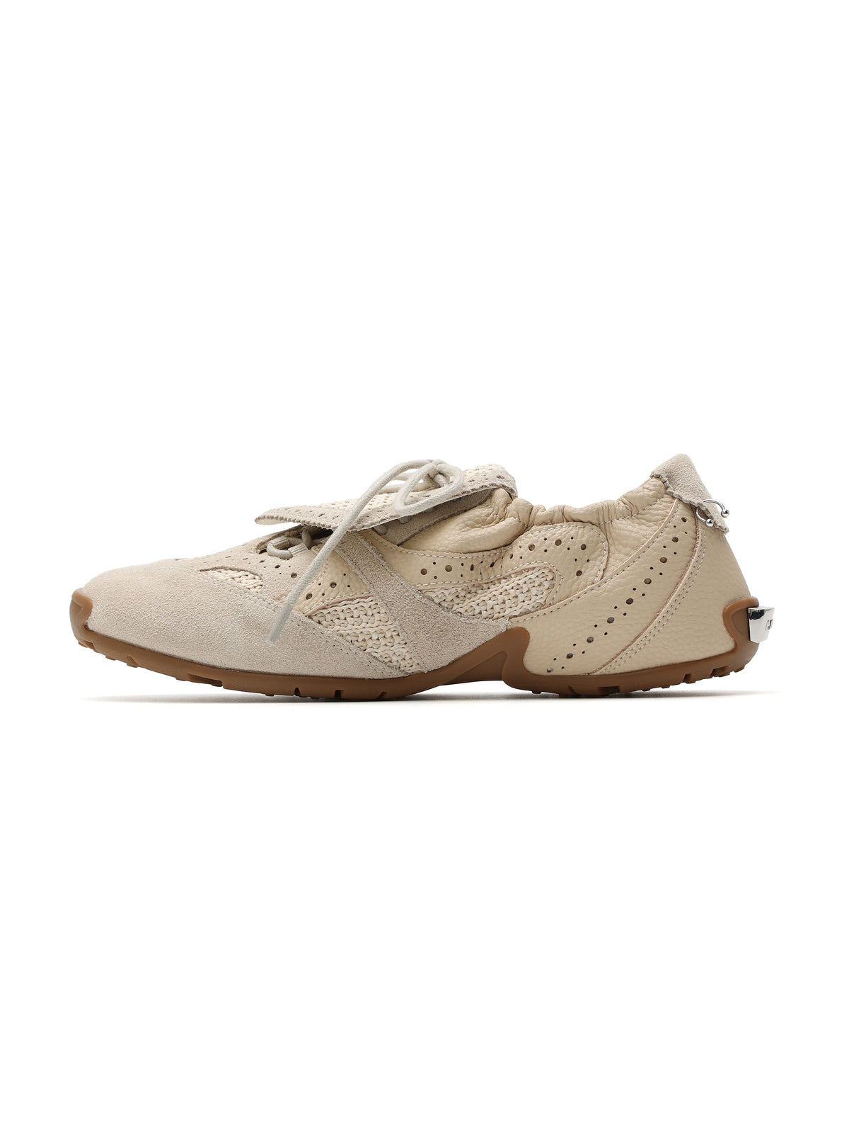 DIONE Fold-Over Tongue Trainers Oat Beige