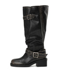 ACHLYS Buckle High Ankle Boots Distressed Black