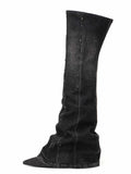 CALLIOPE Studded Gaiter OTK Boots Black Denim