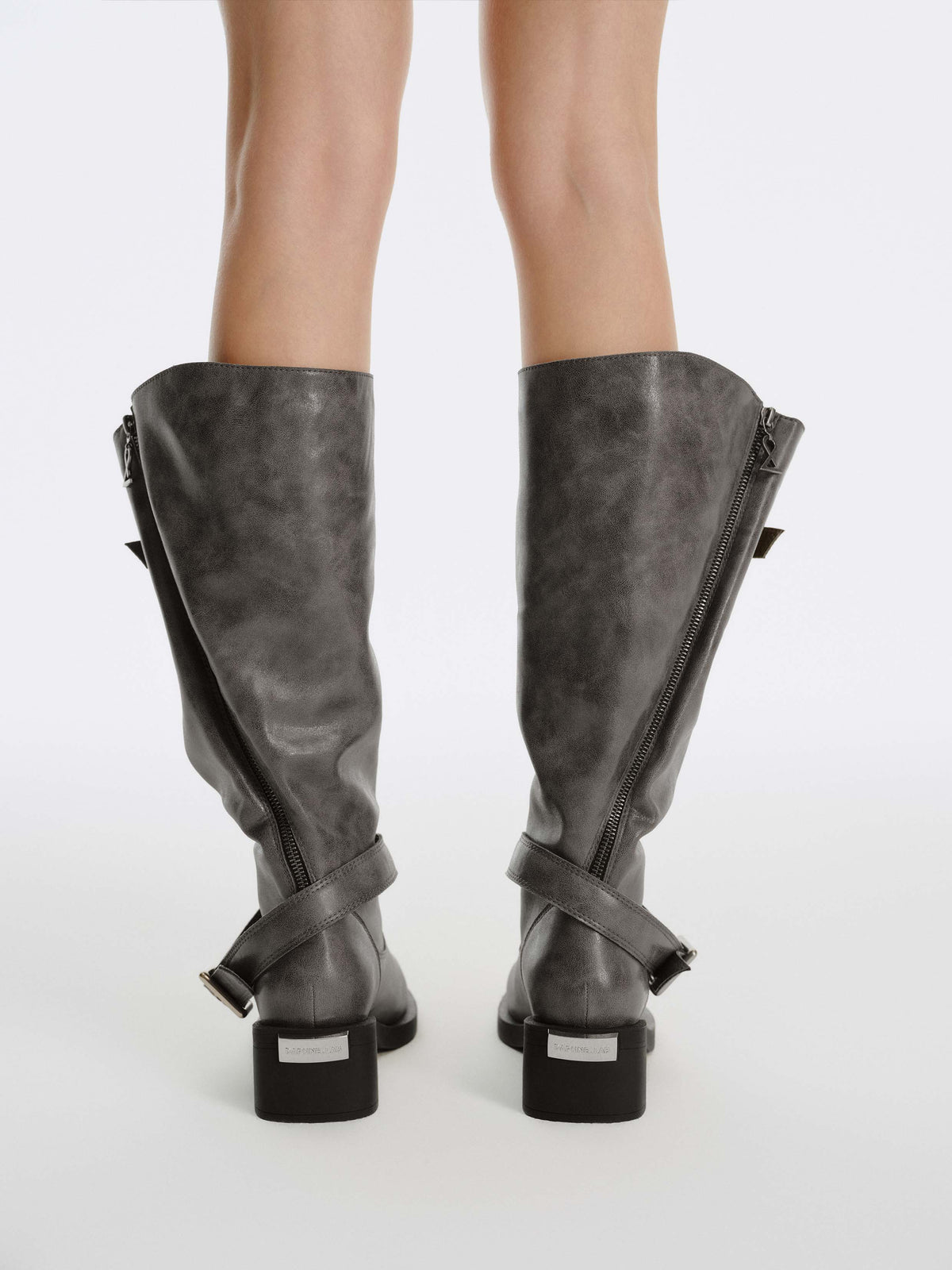 ACHLYS Buckle High Ankle Boots Dark Gray