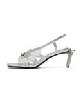 PHILOTES Lace Heart Opener Heel Sandals Silver