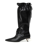 IANTHE Drawstring Knee-High Boots Black