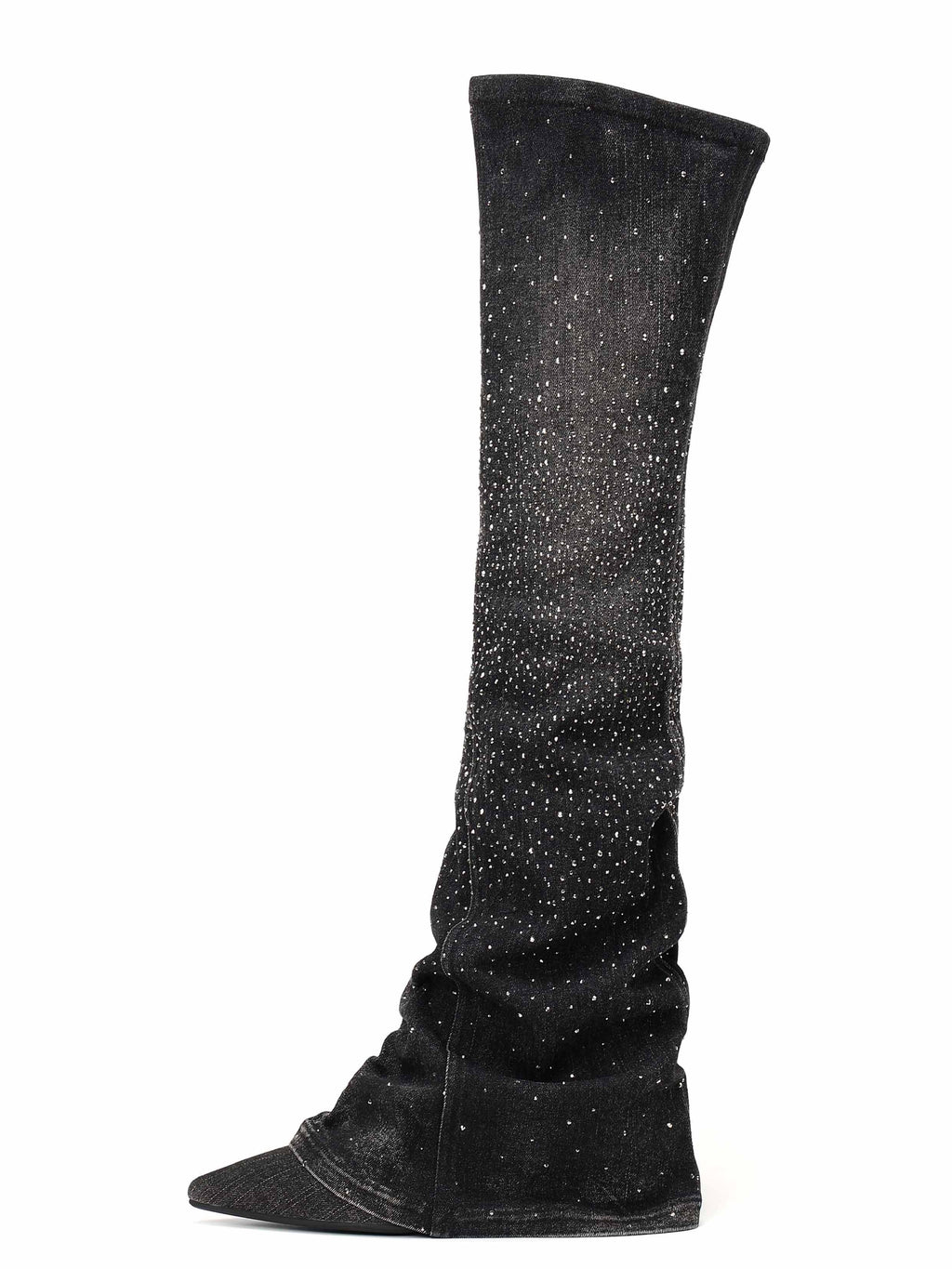 CASSIOPEIA Crystal Gaiter OTK Boots Black Denim