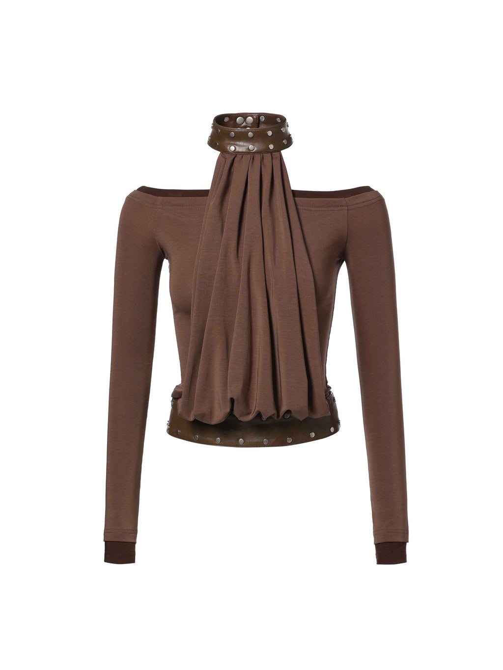 Studded Halter Two-Piece Top Brown
