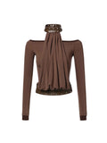 Studded Halter Two-Piece Top Brown