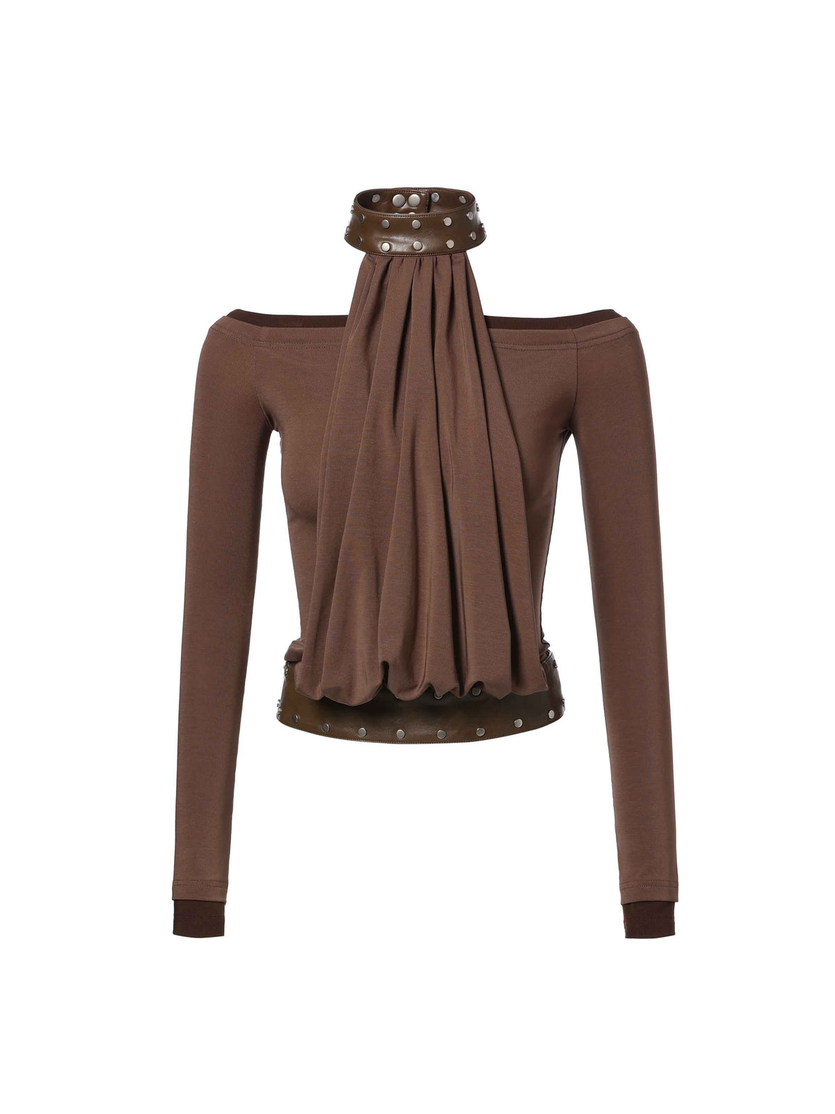 Studded Halter Two-Piece Top Brown