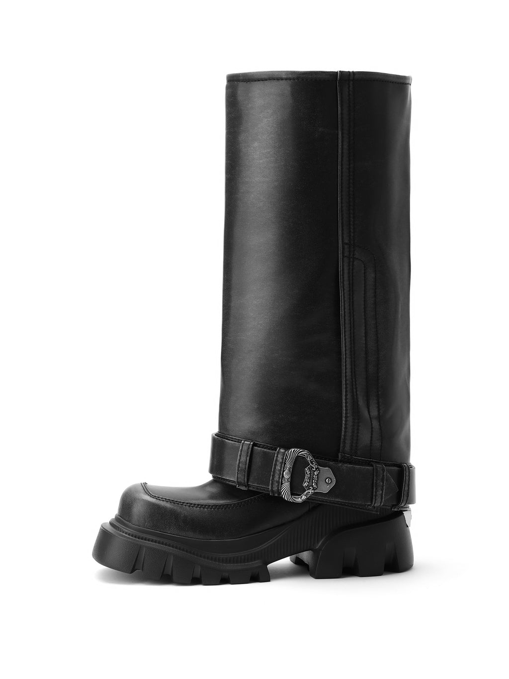 ENYO Gamaschen-Kniestiefel im Used-Look Schwarz