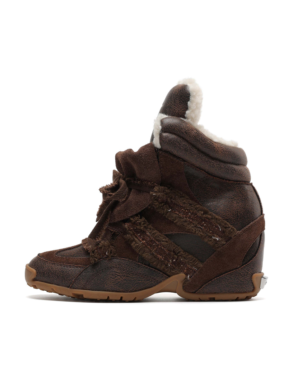 ARIADNE Distressed Wedge Sneakers Cocoa Brown