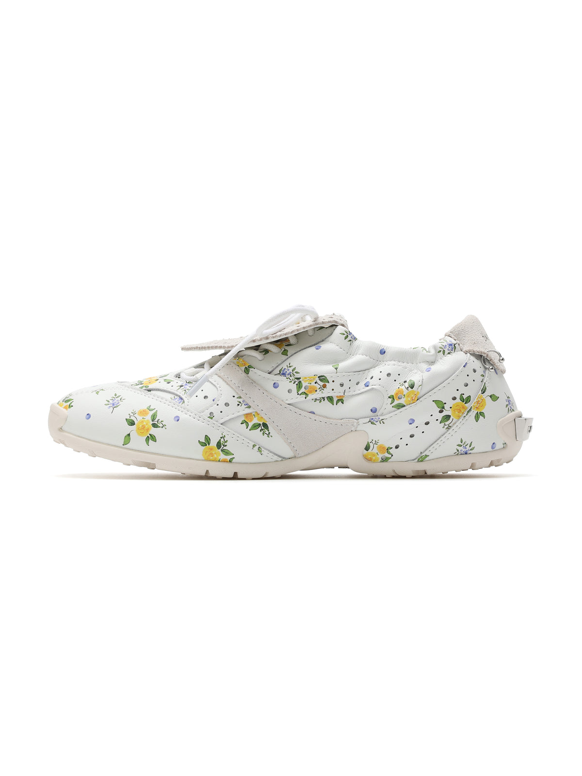 DIONE Fold-Over Tongue Trainers Ivory Floral