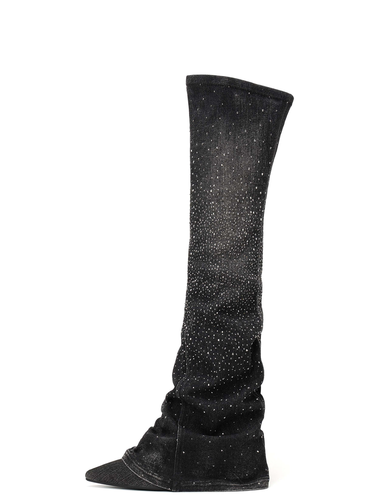 CASSIOPEIA Crystal Gaiter OTK Boots Black Denim