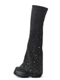 SELENE Crystal Embellished OTK Boots Black