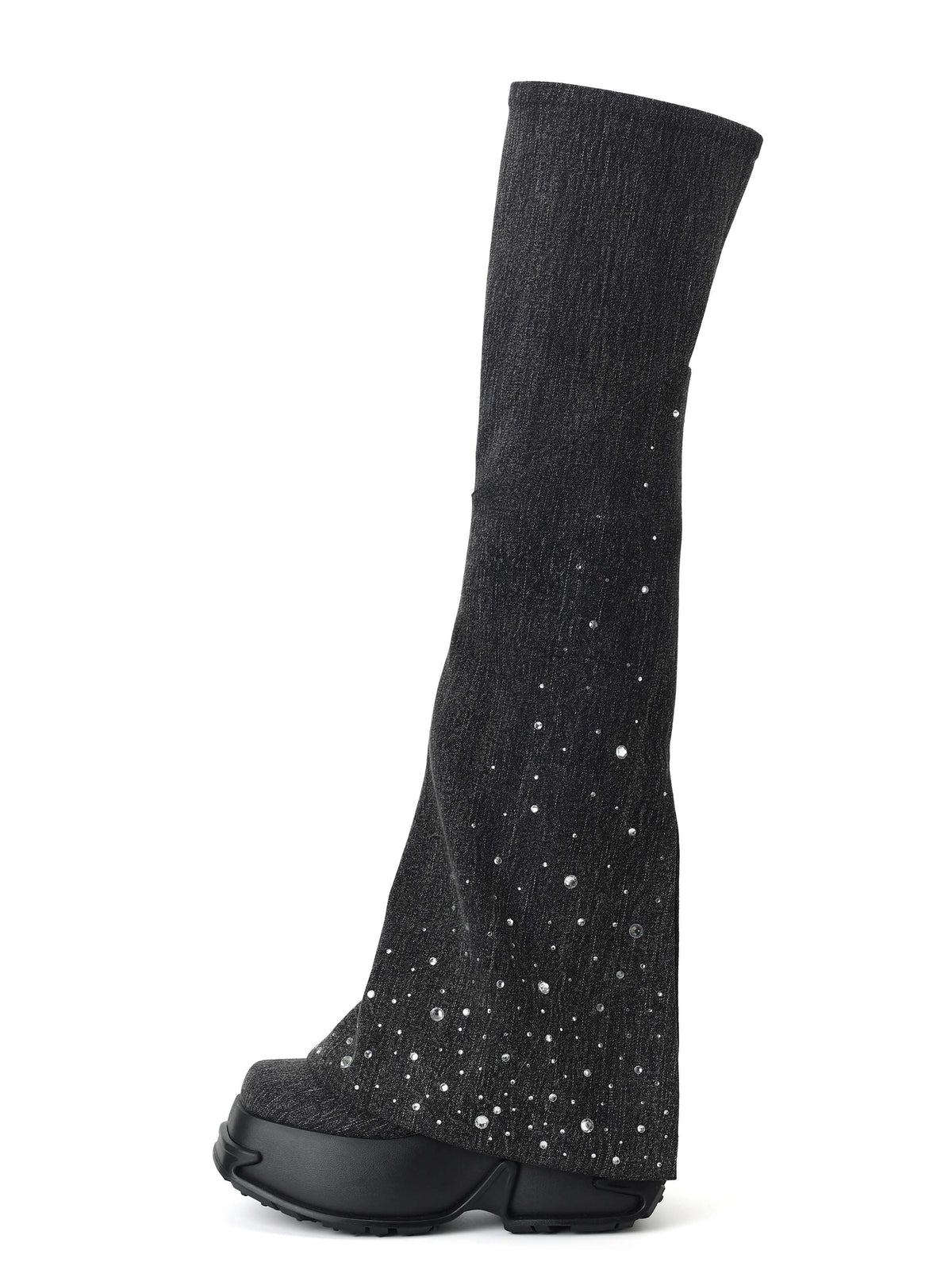 SELENE Crystal Embellished OTK Boots Black