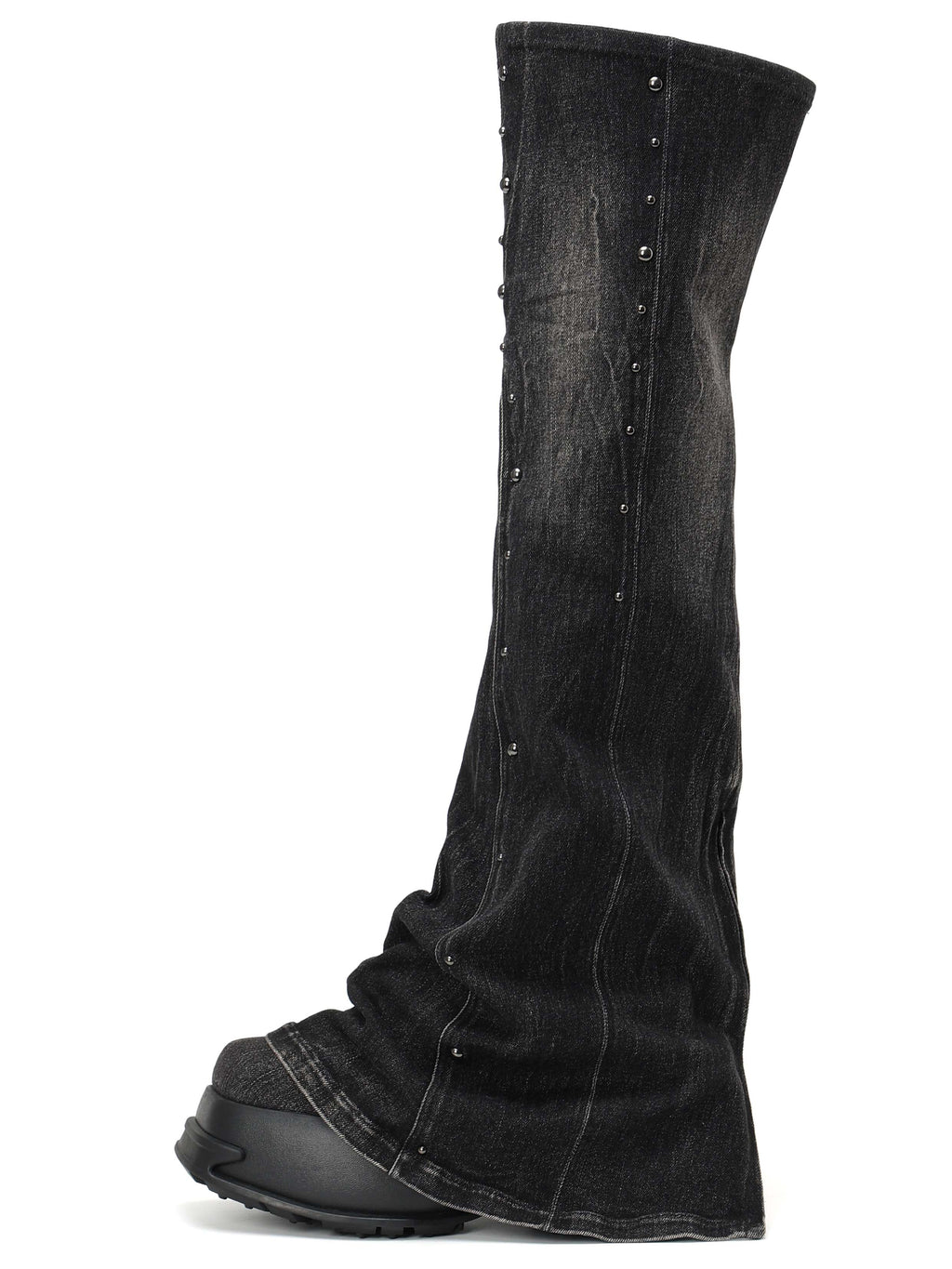 CALLIOPE Studded Platform Gaiter OTK Boots Black Denim