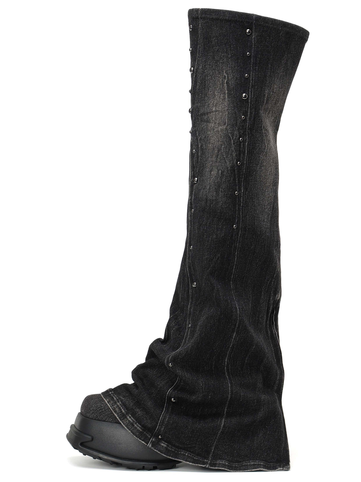 CALLIOPE Studded Platform Gaiter OTK Boots Black Denim