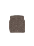 Speckled Knit Mini Skirt Taupe Brown