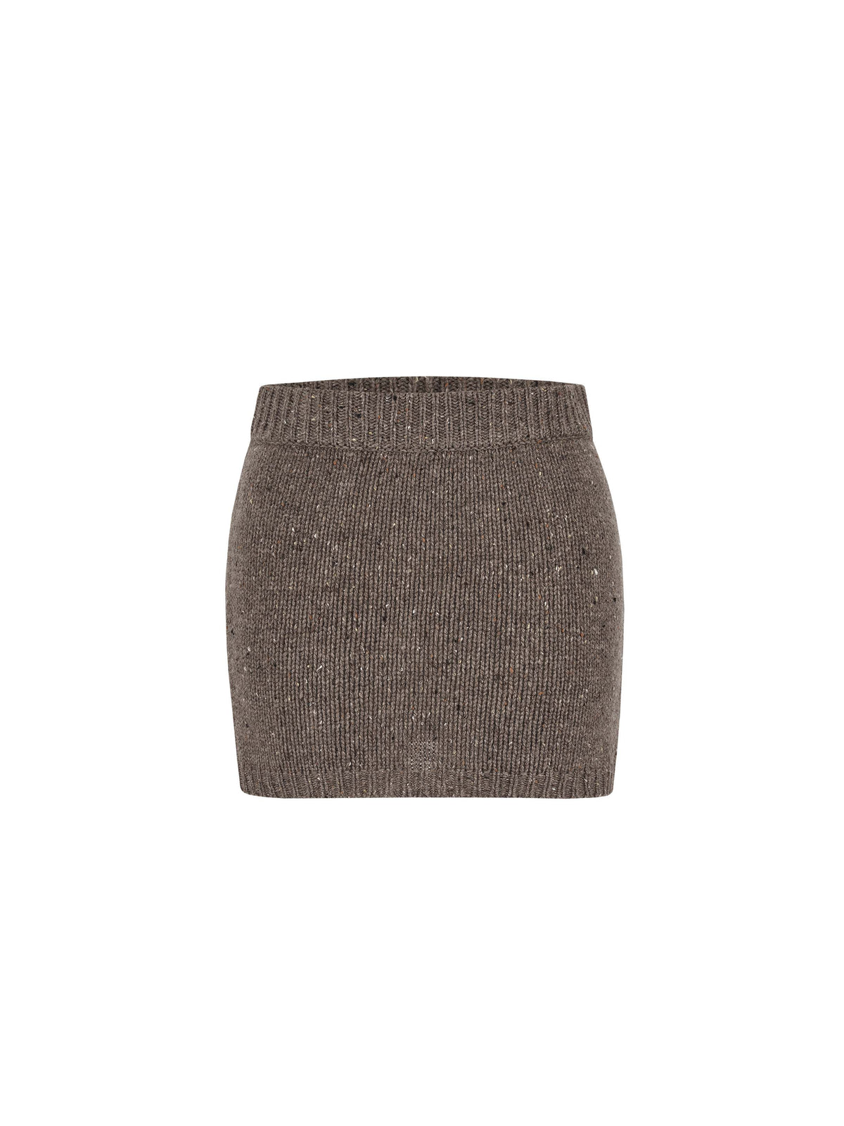 Speckled Knit Mini Skirt Taupe Brown