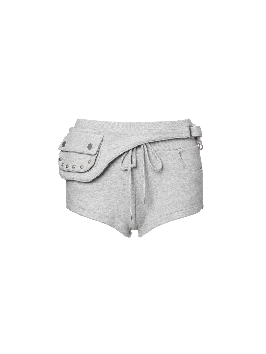 Detachable Belt Bag Knit Shorts Heather Gray