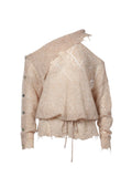 Asymmetric Off-Shoulder Mohair Knit Sweater Oat Beige