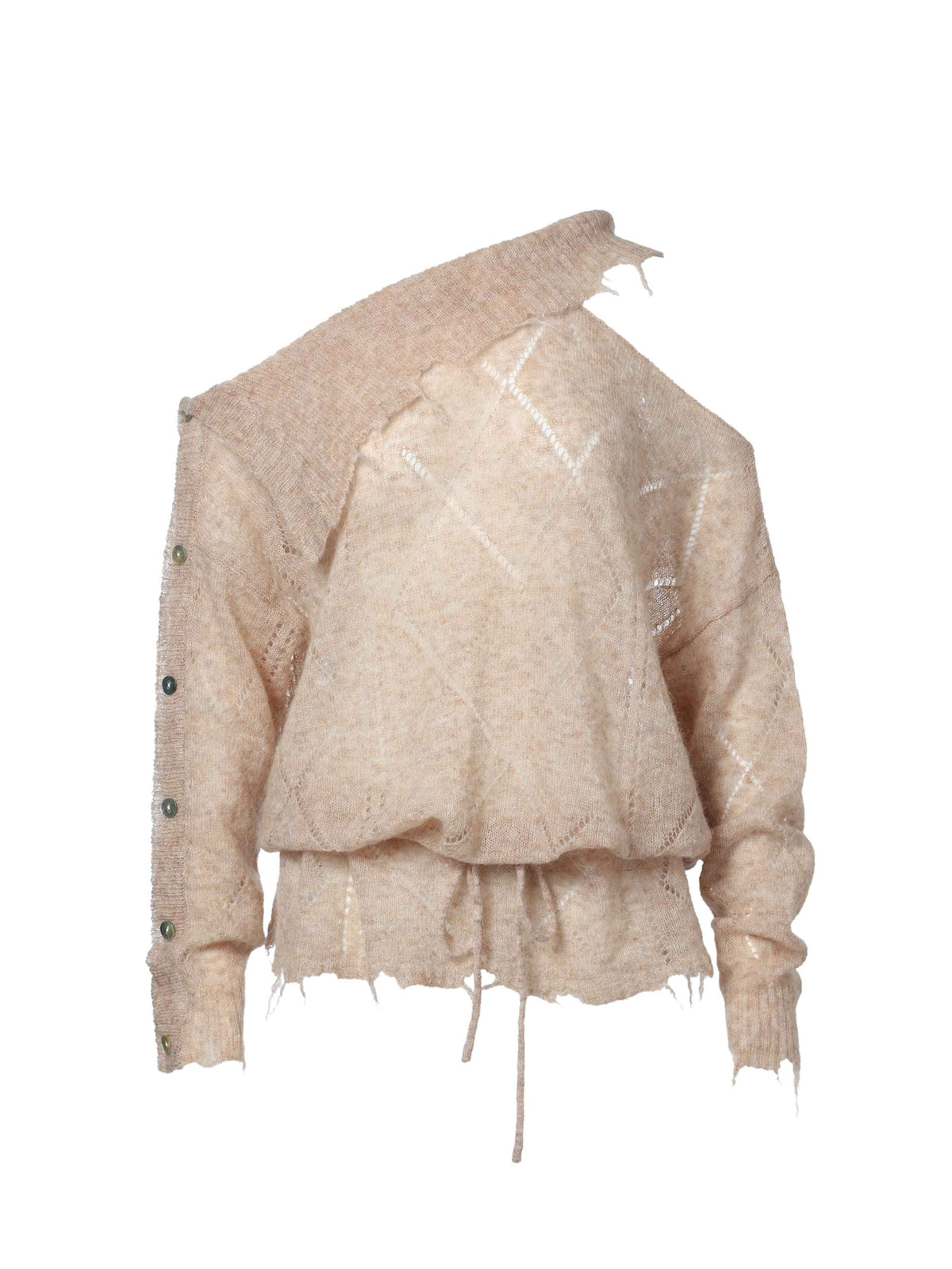 Asymmetric Off-Shoulder Mohair Knit Sweater Oat Beige