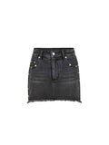 Studded Denim Mini Skirt Black Wash