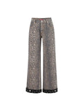 Studded Leopard Wide-Leg Jeans