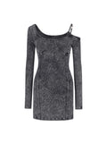 Asymmetric Mini Dress Washed Gray