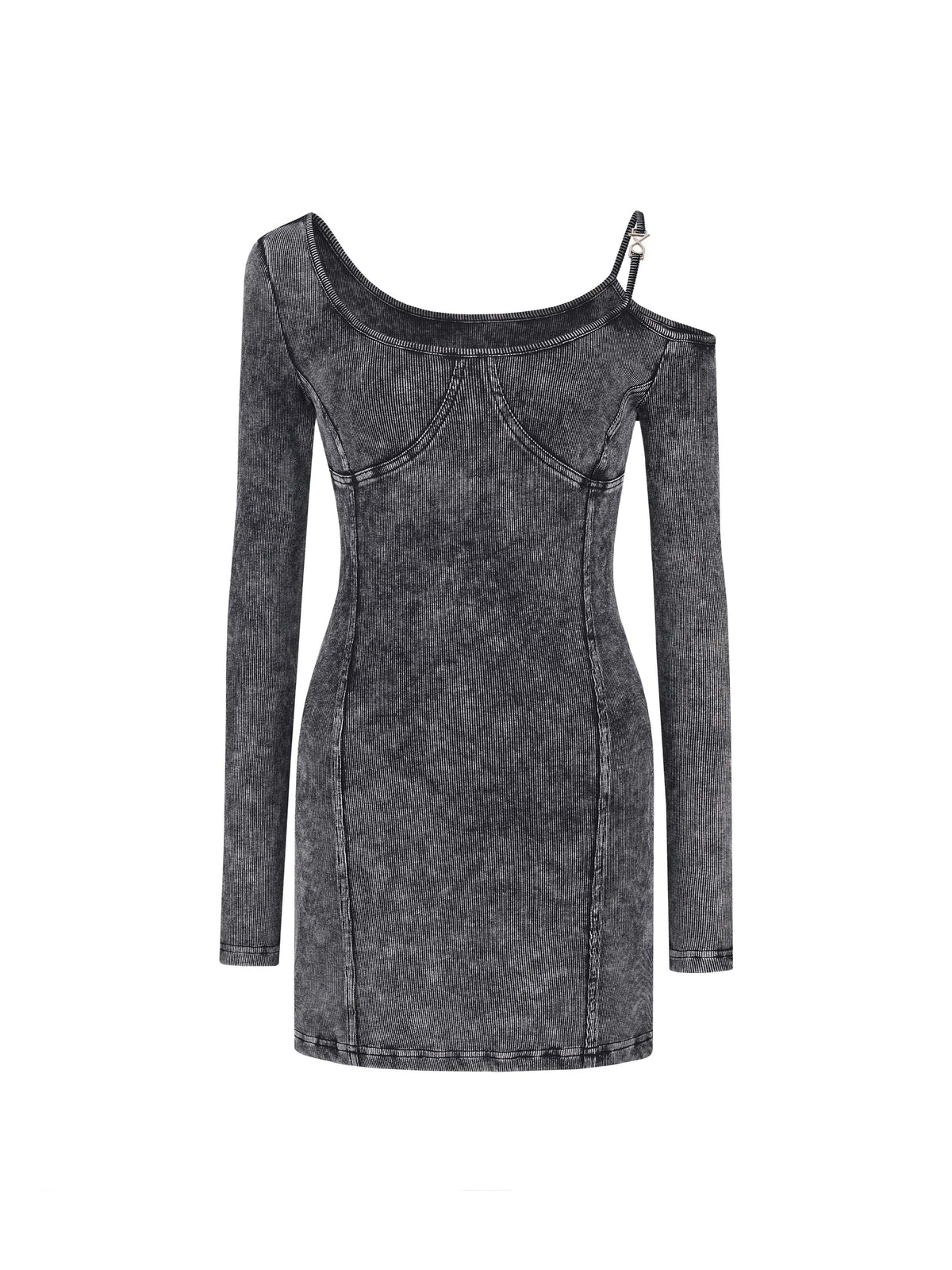 Asymmetric Mini Dress Washed Gray