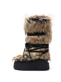 KHIONE Fur Platform High Ankle Boots Brown