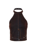 Washed Moto Halter Top Mahogany Brown