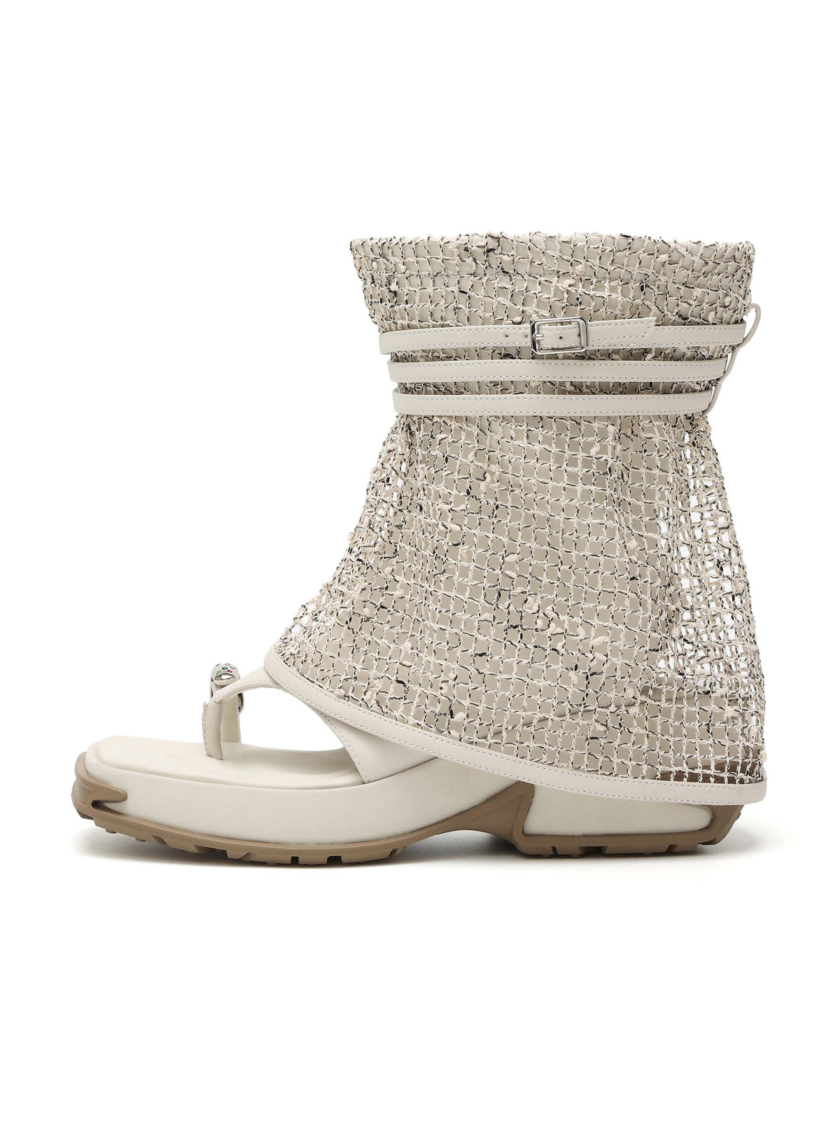 OENONE Toe-Ring Ankle Boots Ivory