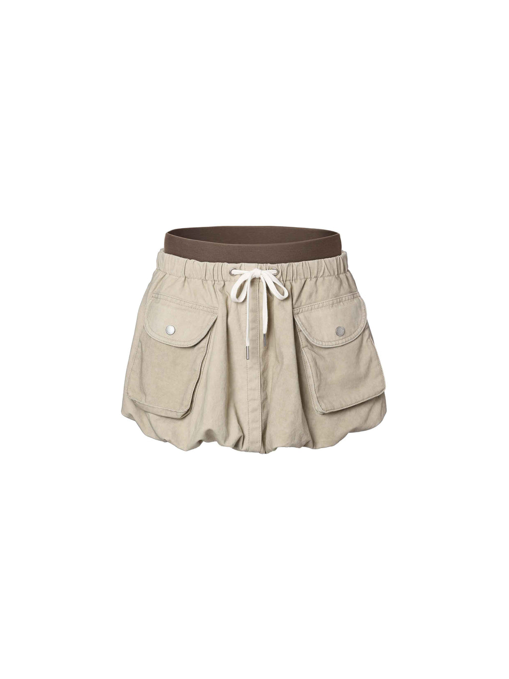 Detachable Cargo Bubble Skort Beige