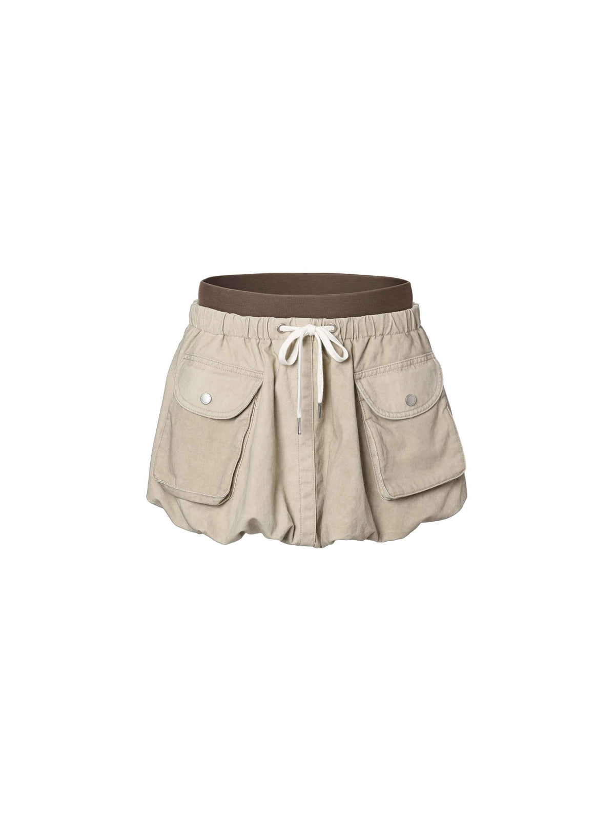 Detachable Cargo Bubble Skort Beige