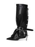 KER Detachable Gaiter Knee-High Boots Black