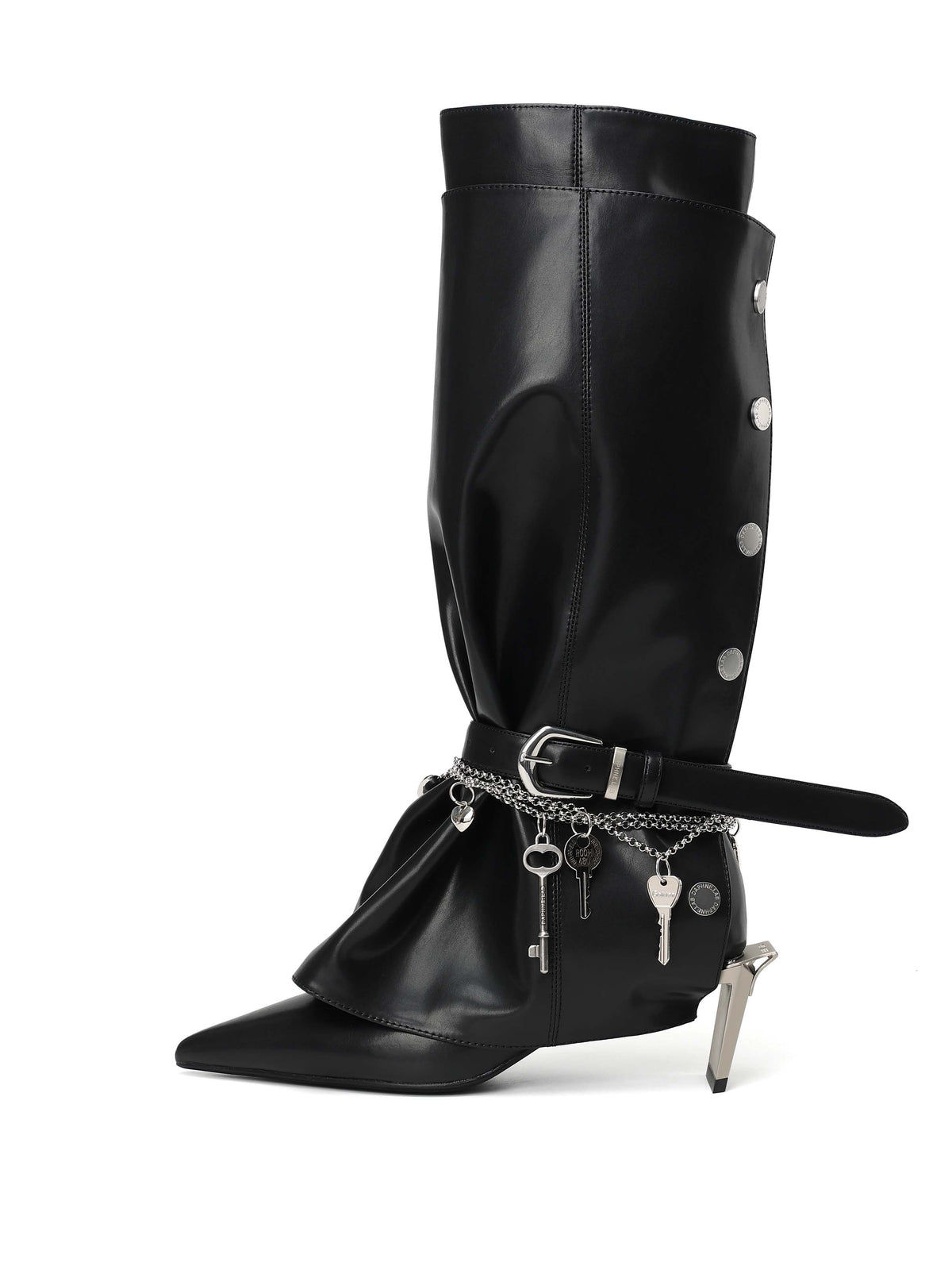 KER Detachable Gaiter Knee-High Boots Black