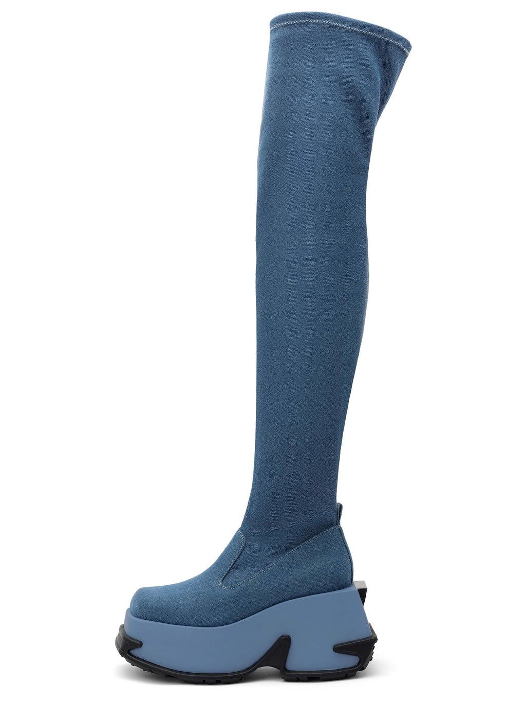 KLYMENE Overknee-Stiefel mit Keilabsatz, blauem Denim