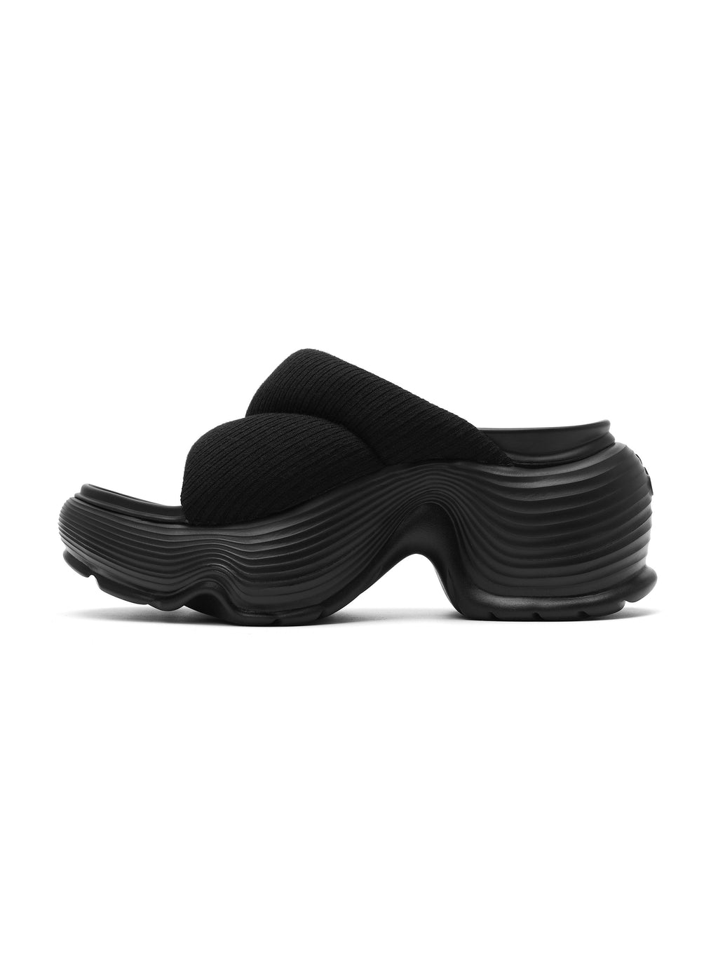 OREA Quilted Padded Platform Slides Black