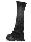 CASSIOPEIA Crystal Platform Gaiter OTK Boots Black Denim
