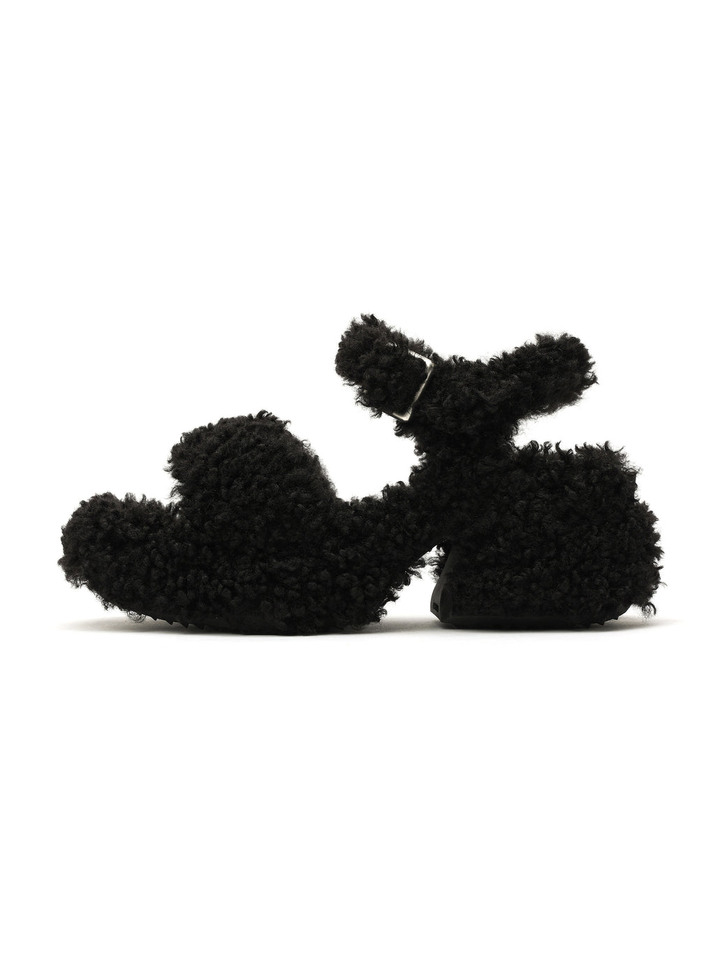 AMALTHEA Fur Platform Sandals Black